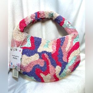 🩷💜Made In India Viral Handcrafted Geometric pattern Beaded sequins Bag 🩷💜NWT